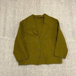 Vintage US Army Modified Button Up Cardigan Women's Medium Green 1950s Wool
